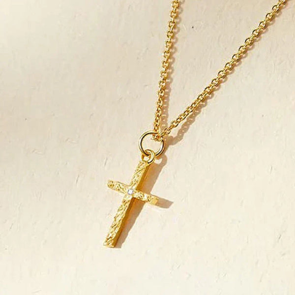Baptism – Gold cross and initial necklace set