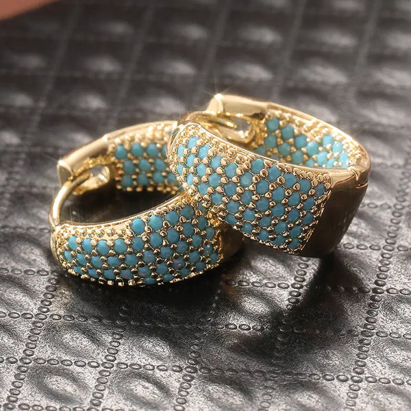 Jordan – Turquoise stone hoop earrings in gold