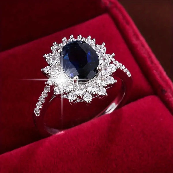Jerusalem – Blue sapphire halo ring