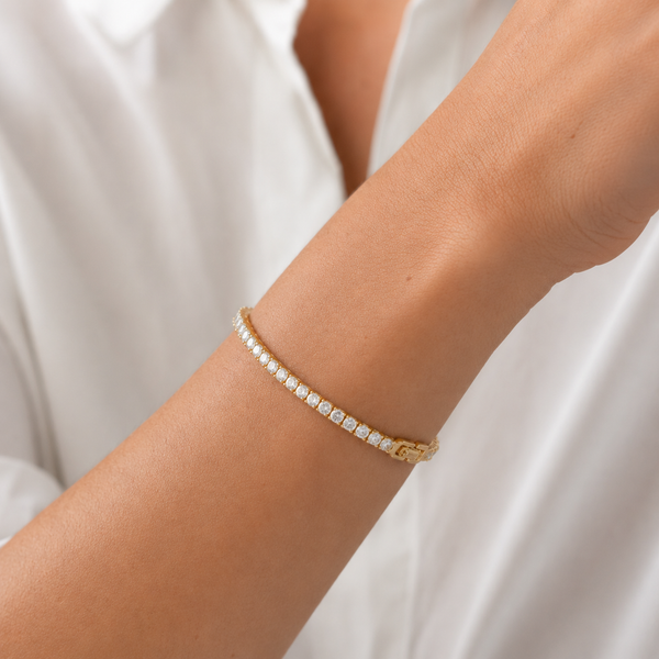 Reina de Saba – Brazalete tennis de circonitas en oro