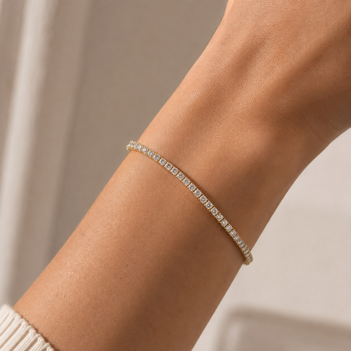 Reina de Saba – Brazalete tennis de circonitas en oro