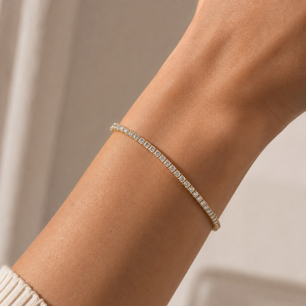 Reina de Saba – Brazalete tennis de circonitas en oro