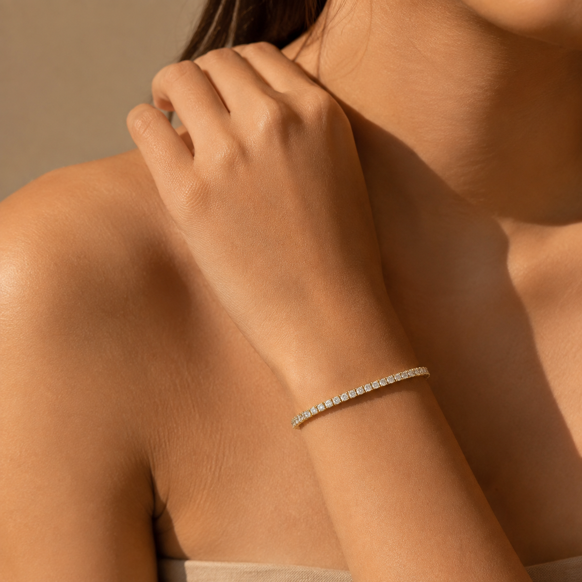 Reina de Saba – Brazalete tennis de circonitas en oro