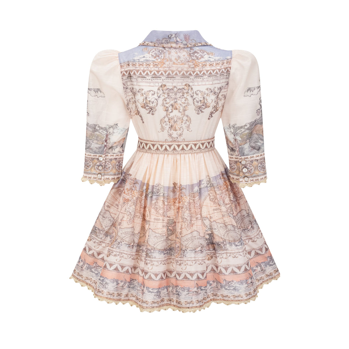 Vestido Mini de Lino Estampado con Cinturón – Estilo Boho-Chic