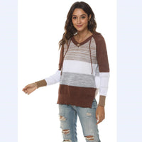 2025 New Female Women Patchwork Hooded Long Sleeve