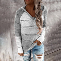 2025 New Female Women Patchwork Hooded Long Sleeve