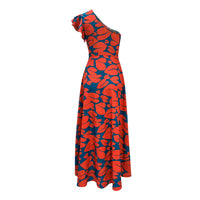 Women's Elegant Floral Printed Long Dresses Casual & Strapless