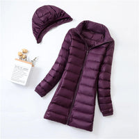 2025 Women's Duck Down Thin Medium Light Weight Hoodie Jacket