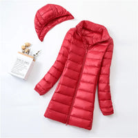 2025 Women's Duck Down Thin Medium Light Weight Hoodie Jacket