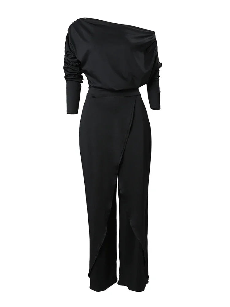 Elegant Jumpsuits for Women: Spring New Elegant Split Hem Wide Leg Jumpsuit