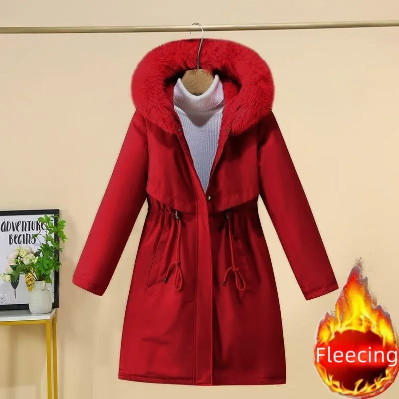 Women's Winter Jacket Hood Fleece Padded Casual Loose Windbreaker