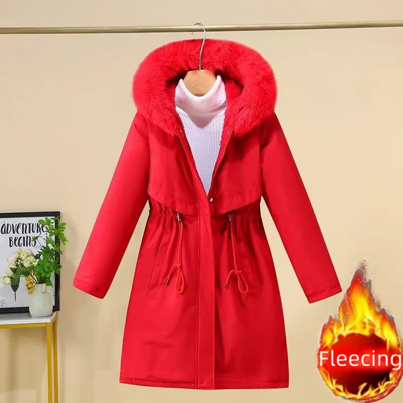 Women's Winter Jacket Hood Fleece Padded Casual Loose Windbreaker