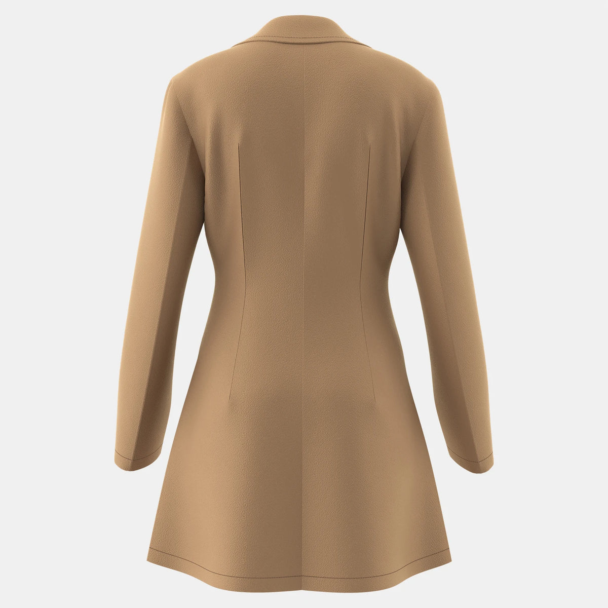 Women's Winter Camel Plain French Single Breasted Long Sleeve Lapel A-Line Maxi Casual Coats