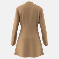 Women's Winter Camel Plain French Single Breasted Long Sleeve Lapel A-Line Maxi Casual Coats