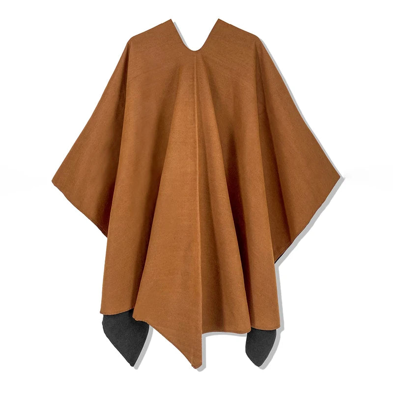 Women Poncho Warm Shawl Double Sided Luxury Female Cloak