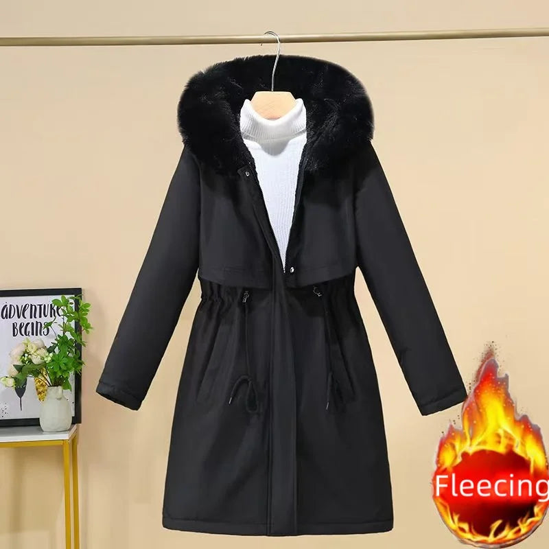 Women's Winter Jacket Hood Fleece Padded Casual Loose Windbreaker