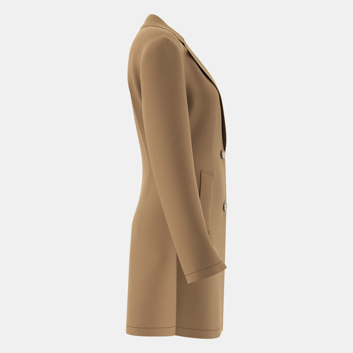 Women's Winter Camel Plain French Single Breasted Long Sleeve Lapel A-Line Maxi Casual Coats