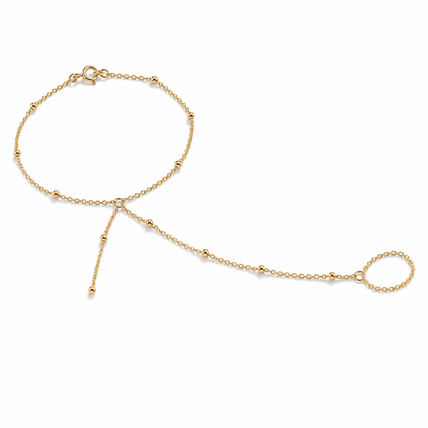 Isla – Pulsera hand chain satélite fina en oro