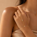Twinkling – Pulsera hand chain de circonitas marquesa en oro