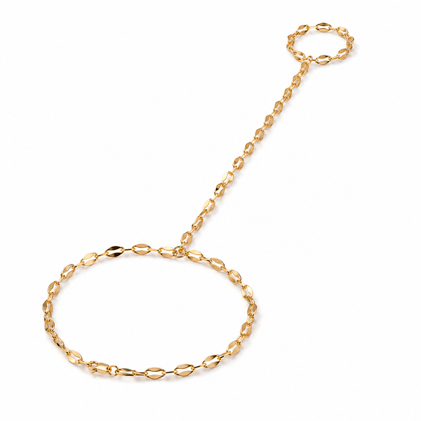Bar – Pulsera hand chain de eslabones planos en oro
