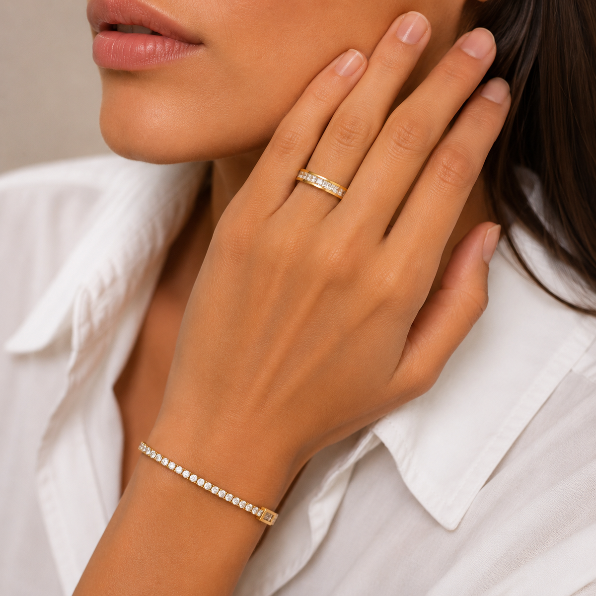 Reina de Saba – Brazalete tennis de circonitas en oro