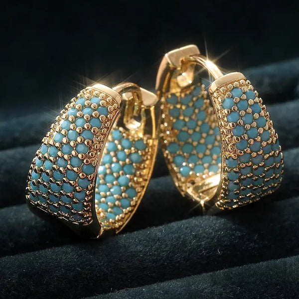 Jordan – Turquoise stone hoop earrings in gold
