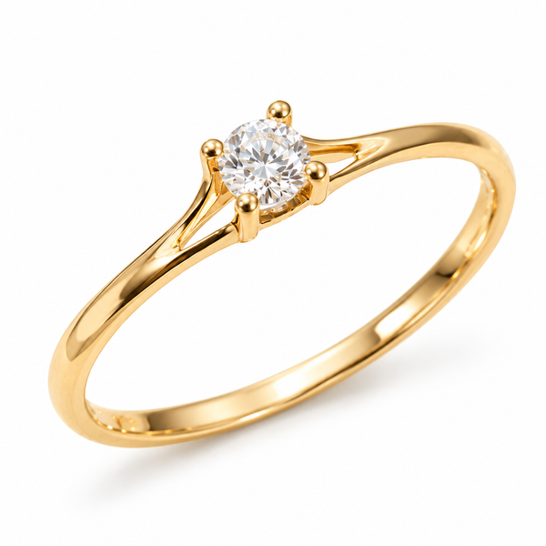 Promise – Crystal solitaire ring in gold