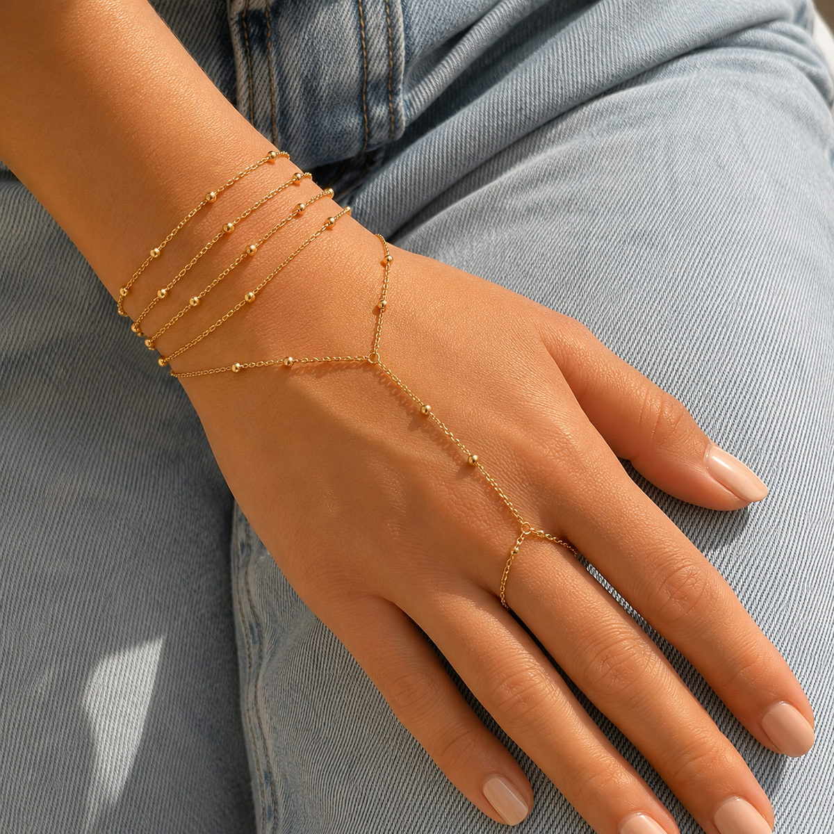 Golden Beads Set – Combo de 3 hand chains