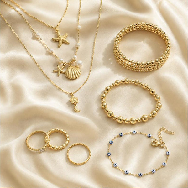 Look Pescadores – 9-piece combo: 3 necklaces + 3 bracelets + 3 rings