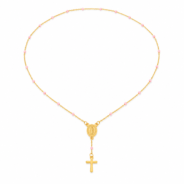Novena Rosa – Collar rosario cruz en oro