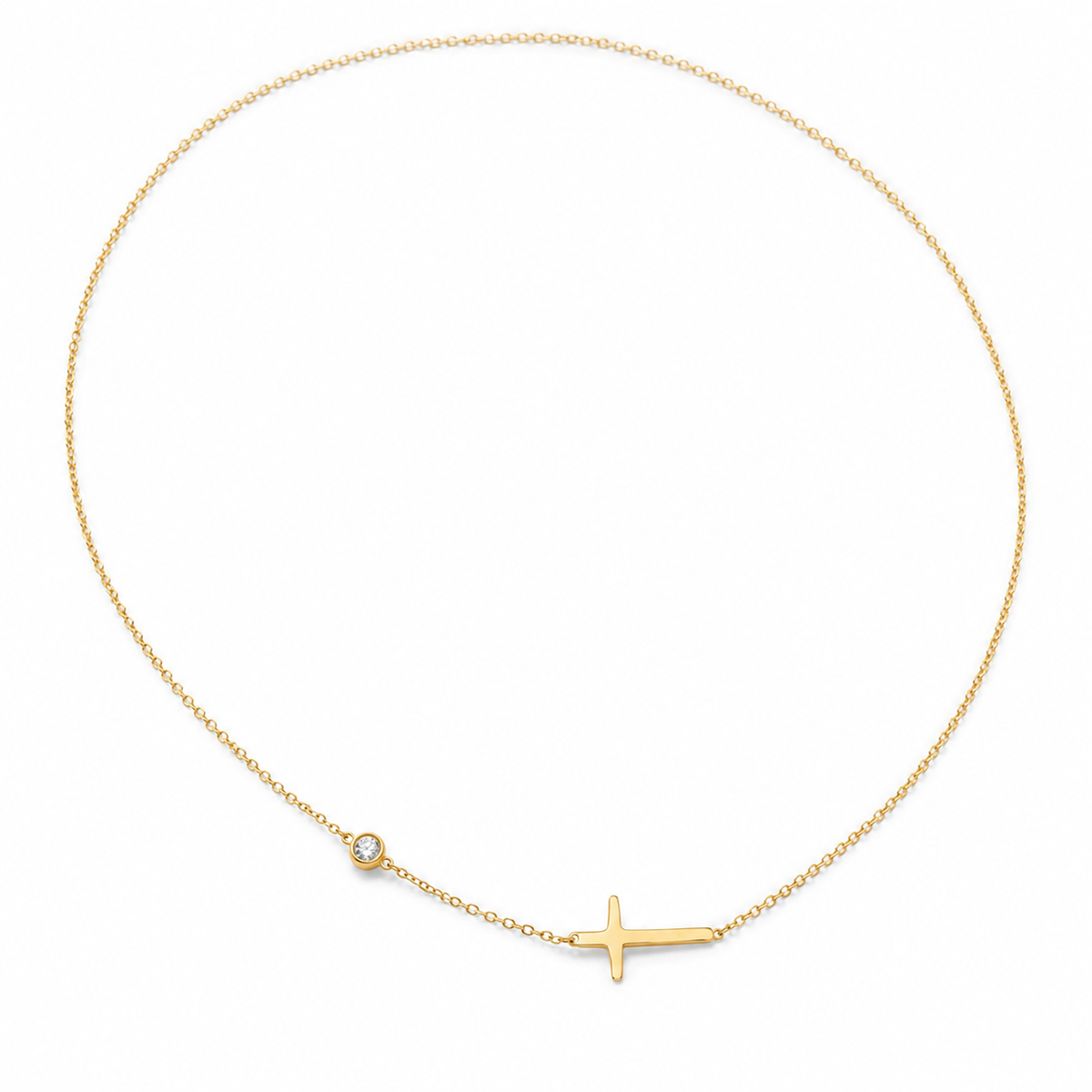 Serena – Horizontal cross necklace in gold