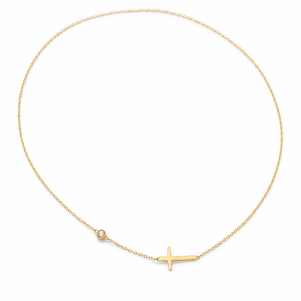 Serena – Horizontal cross necklace in gold