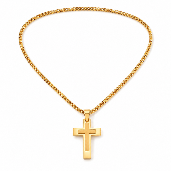 Blessing – Thick gold cross necklace