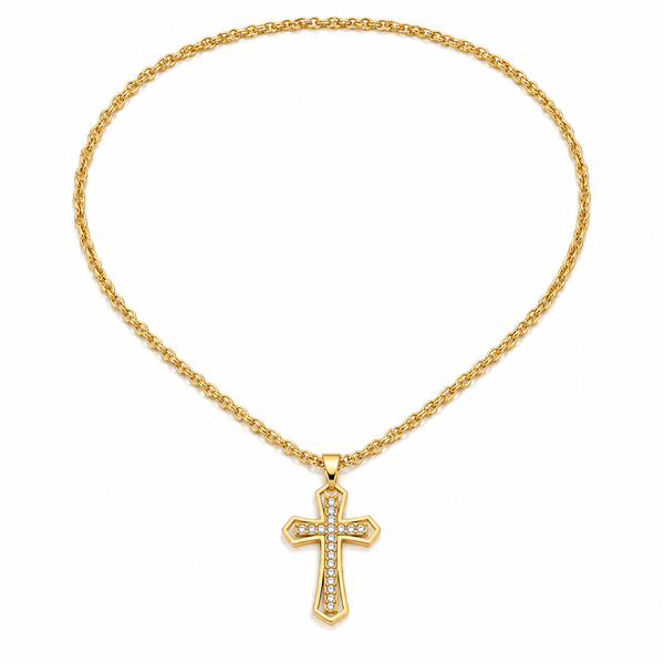 Miracle – Double-layer cross necklace with crystals in gold