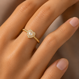 Cupid – Anillo corazón de cristal con halo en oro