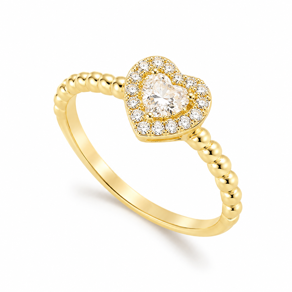Cupid – Anillo corazón de cristal con halo en oro