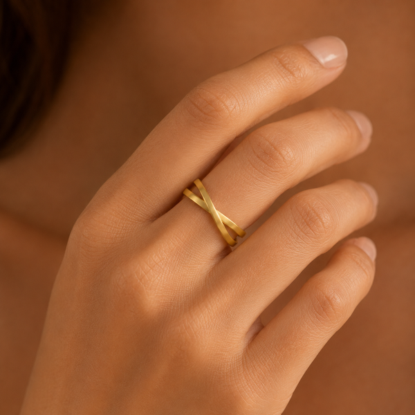 Interlocked Fidget – Anillo doble entrelazado en oro