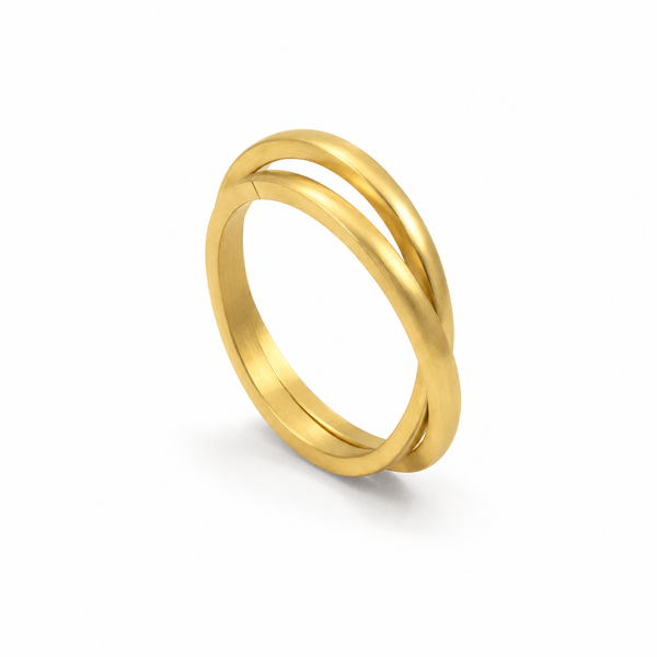 Interlocked Fidget – Anillo doble entrelazado en oro