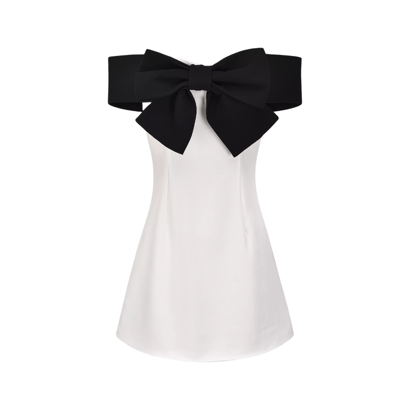 Rosier - Vestido Mini con Detalle de Lazo  • Blanco