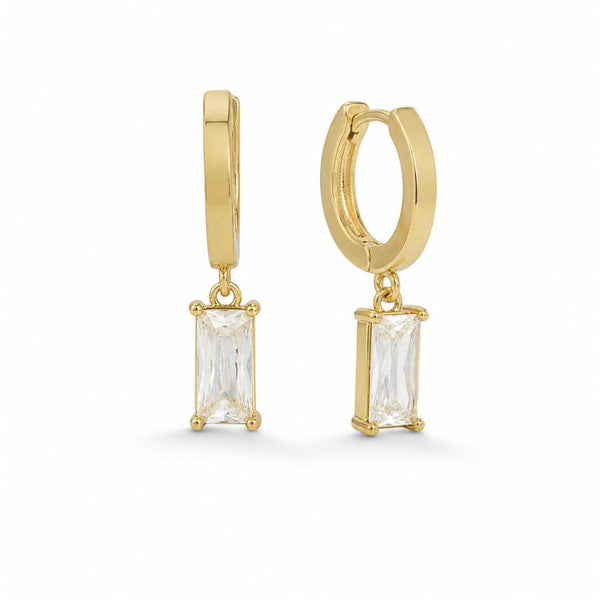 Firmament – Hoop earrings with baguette crystal in gold