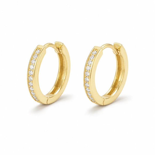 Infinite – Gold pavé cubic zirconia huggie hoops