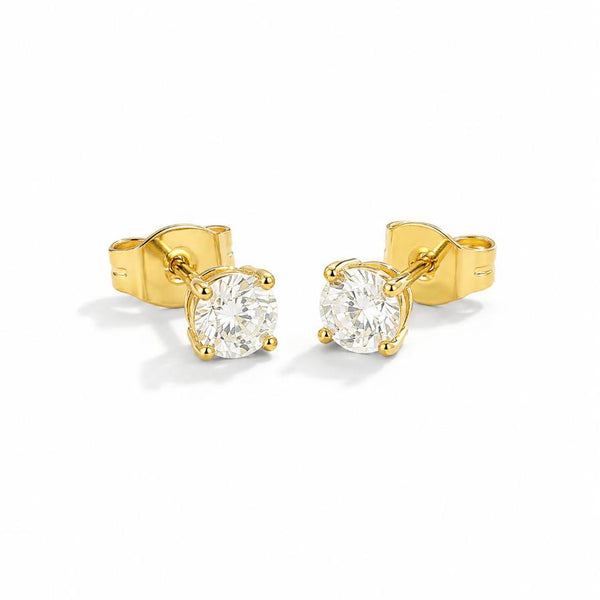 Pureza – Crystal solitaire stud earrings in gold