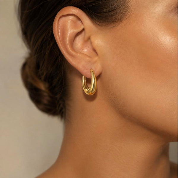 Ana – Gold dome half-hoop earrings