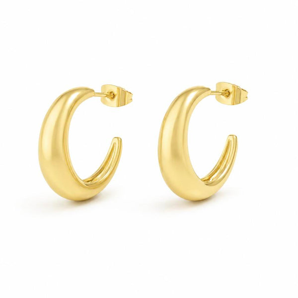 Ana – Gold dome half-hoop earrings