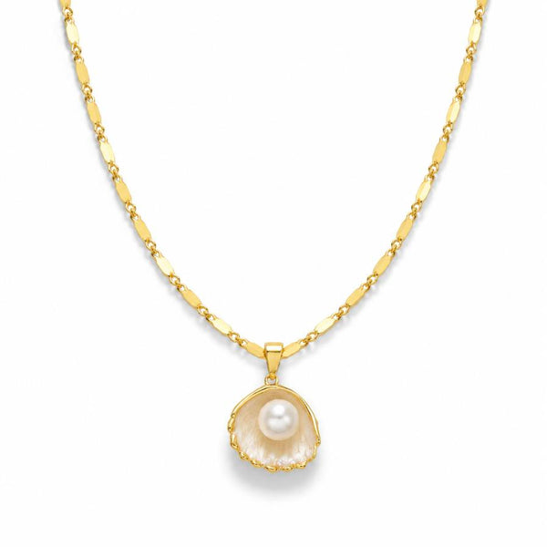 Peregrina – Gold shell necklace with pearl